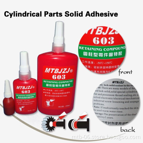 5mins Fast Cure Green High Temperature Resistance and Adhesive Retaining Compound Adhesive for Bonding and install of gear box w